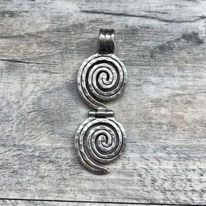 Sterling Silver Spiral Hinge Pendant 15g Artisan Swirl Locket Statement Charm